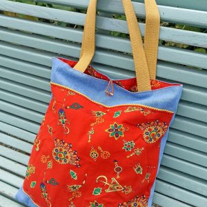 Berber Kabyle Jeans Bag with Amazigh Textile Motifs and Algérie Style