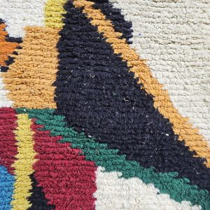 Berber Handmade Beige Colorful Geometric Wool Runner Rug
