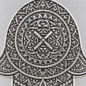 Berber Khamsa Hamsa Necklace with Green Pierre Stone Pendant