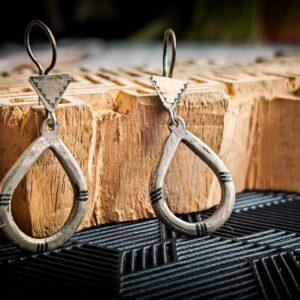 Amazigh Tuareg White Brass Vintage Drop Earrings Unique