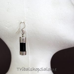Berber Tuareg Ohrringe Earrings with schwarzem Achat and Silver Caps