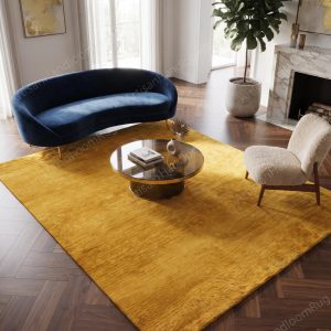 Berber Handloom Saffron Yellow Wool Plush Area Rug