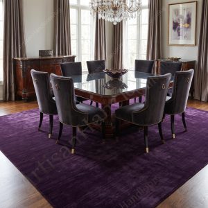 Berber Handloomed Deep Purple Wool Plush Area Rug