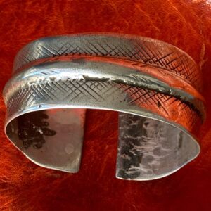 Berber Antique Tunisian Wide Flared Silver Bracelet with Satiny Wear