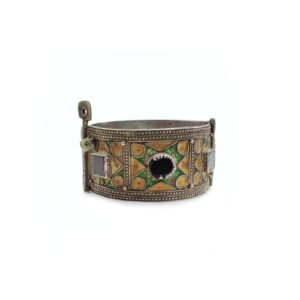Amazigh Berber Antique Enamel Silver Cuff Bracelet Jewelry