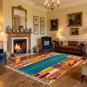 Colorful Berber Boujaad Azilal Wool Handmade Artisan Rug