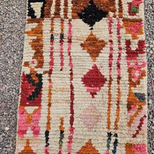 Colorful Berber Azilal Wool Runner Geometric Carpet Rug