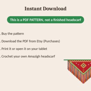 Amazigh Berber Crochet Scarf Pattern PDF Digital Download