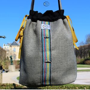 Berber Handmade Pochon Bag with Colorful Trim and Date Kernel Motif