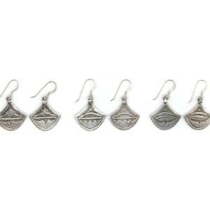 Chiseled Tuareg Amazigh Silver Tribal Dangle Earrings Design
