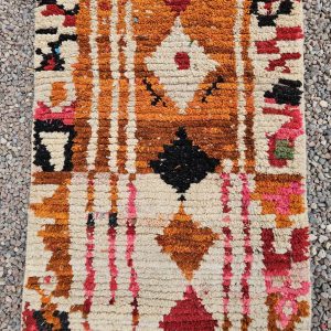 Colorful Berber Azilal Wool Runner Geometric Carpet Rug