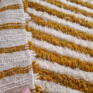 Berber Handmade Wool Rug with Brown Levels Pattern Design