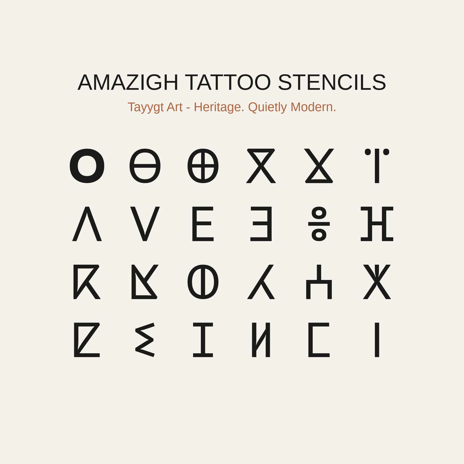 Amazigh Berber Tifinagh Tattoo Stencil Actual Size Printable Download Sheets