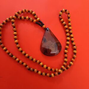 Berber Amazigh Madagascar Agate Beaded Necklace with Wood