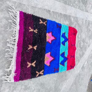 Colorful Berber Beni Ourain Wool Rug Abstract Tribal Carpet
