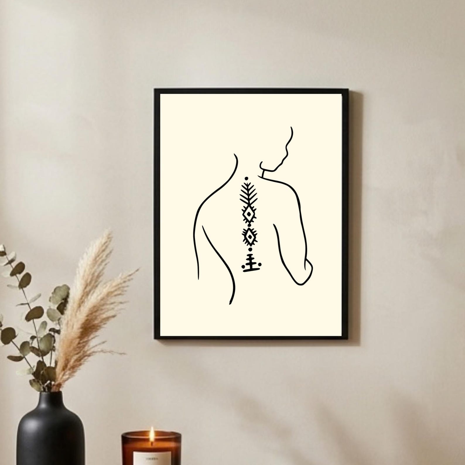 Amazigh Hand-Drawn Single-Continuous Line Print Back Motif Digital Download