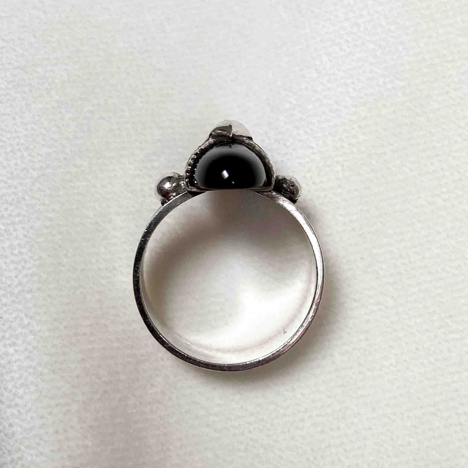 Berber Tuareg Silver Onyx Ring with Engraved Design