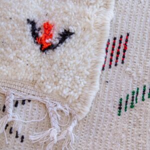 Amazigh Berber Beni Ourain Wool Rug with Colorful Symbols