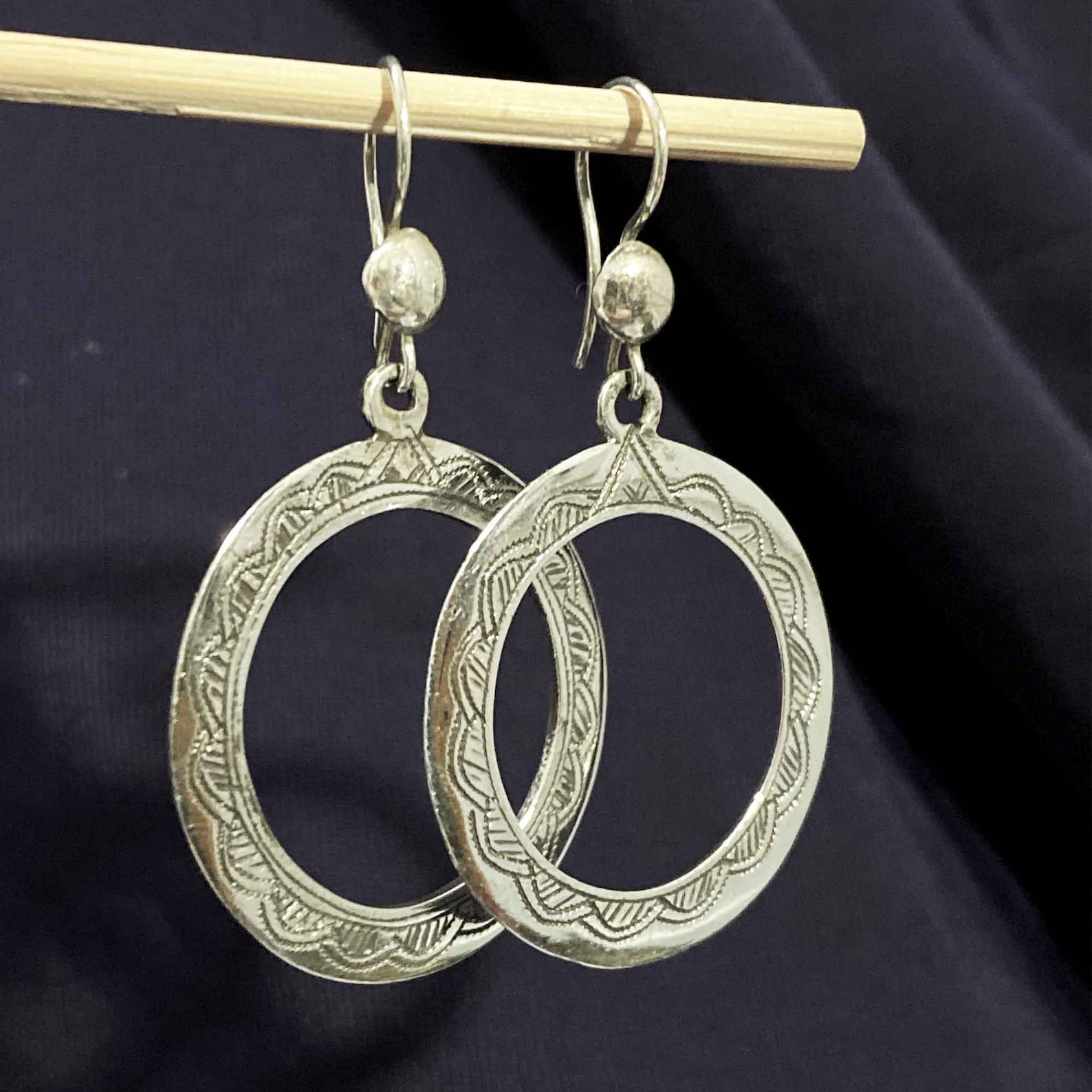 Berber Tuareg Taqzhne massif Silver Earrings with Amazigh Style