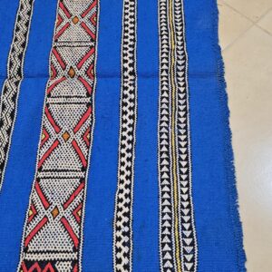 Amazigh Middle Atlas Vintage Blue Kilim Rug with Symbolic Designs