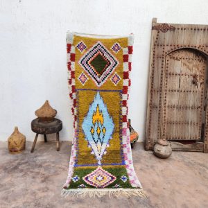Berber Boucherouite Colorful Handmade Runner Rug with Hallway Style