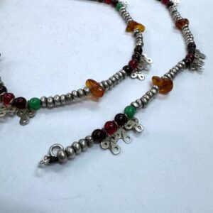 Berber Silver Tasbih Necklace with Amber Beads and Pendants