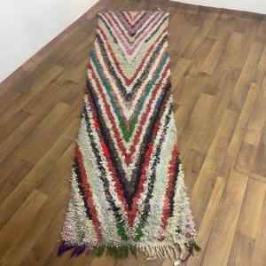 Amazigh Berber Boucherouite Colorful Handwoven Runner Wool Rug