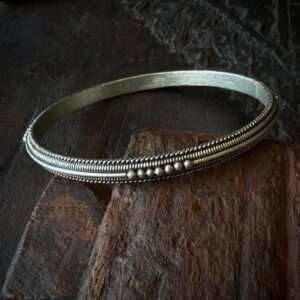 Amazigh Berber Patinated Silver Bracelet Closed Bangle Artisan Jewelry