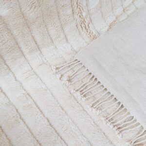 Amazigh Beni Mrirt Wool Rug Hand Knotted Ivory Minimalist Area Rug