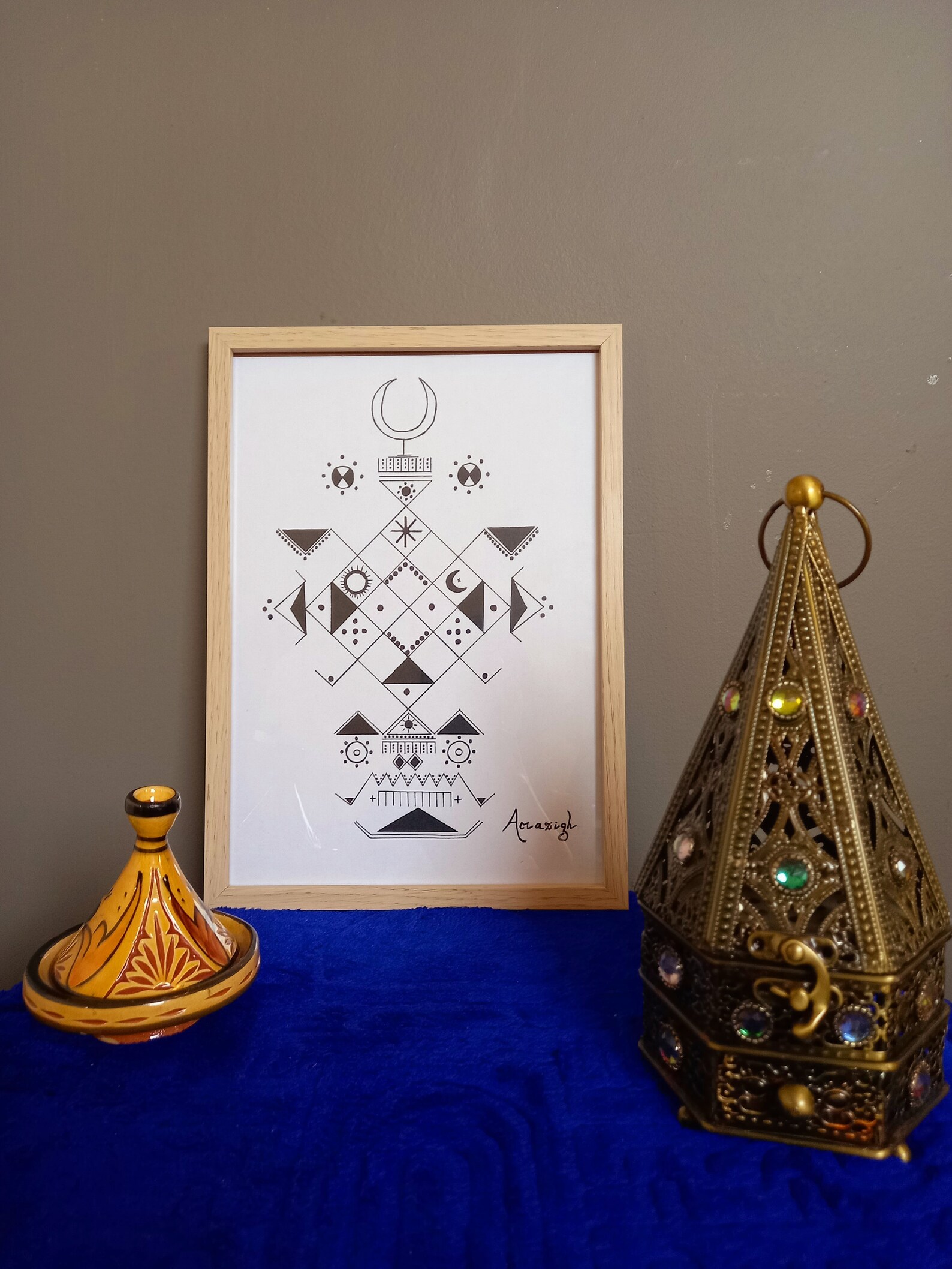 Amazigh Berber Affiche d'inspiration Handmade Poster Geometric Wall Art