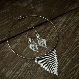 Berber Silver Jewelry Set with Necklace and Earrings