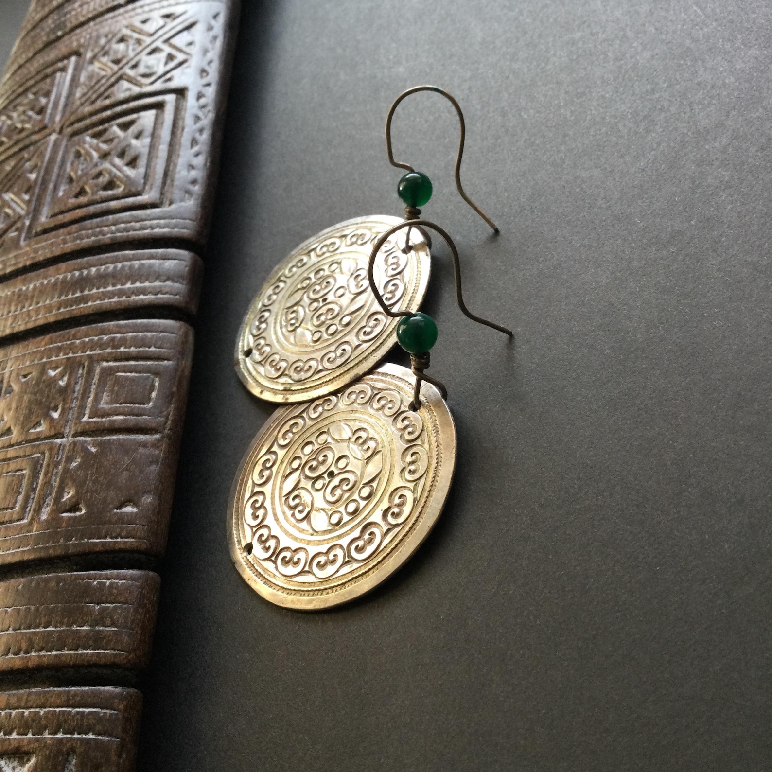 Berber Amazigh Hand Chased Silver Earrings With Vintage Design