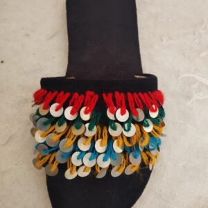 Amazigh Colorful Babouche Shoes with Sequin Boho Slip-On Design
