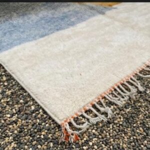 Amazigh Berber Abstract Hand-Knotted Wool Rug with Geometric Design