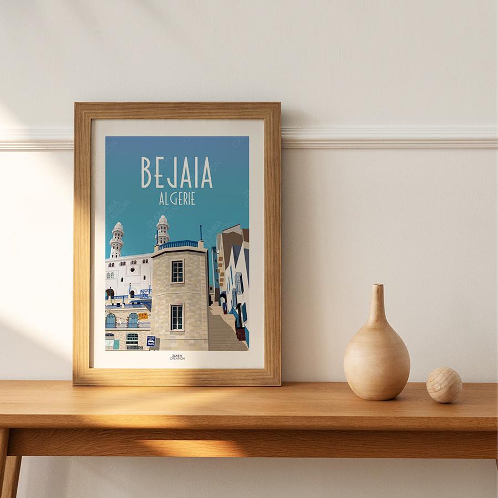 Amazigh Affiche Bejaia Port Minimalist Kabylie Wall Art