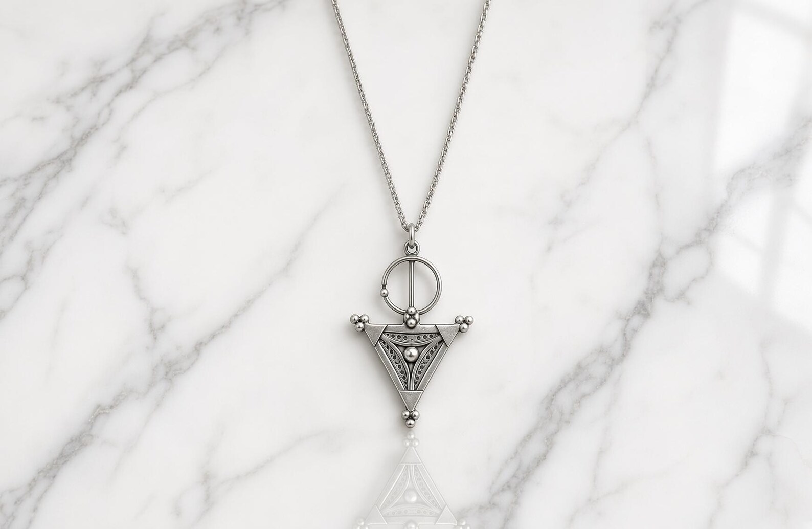 Amazigh Berber Sterling Yaz Symbol Pendant Design Necklace