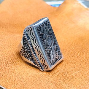 Berber Hand Engraved Silver Ring with Adjustable Artisan Design