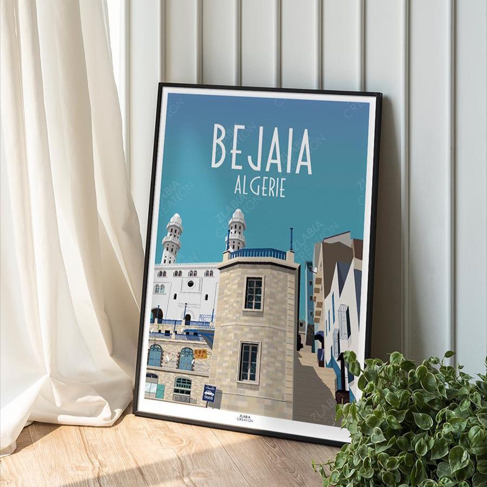 Amazigh Affiche Bejaia Port Minimalist Kabylie Wall Art
