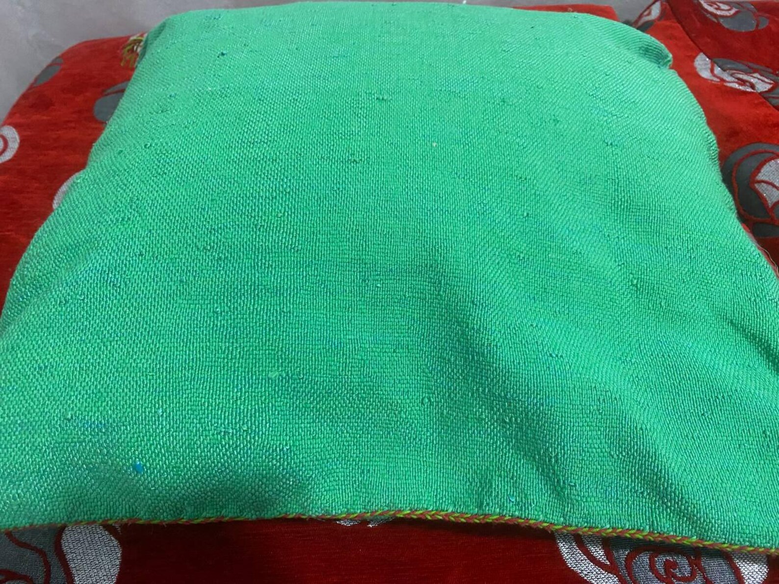 Handmade Berber Amazigh Wool Kilim Pillow Cover with Tribal Design