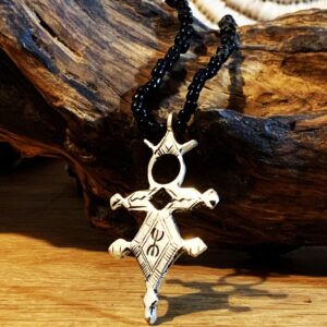 Amazigh Tuareg Yaz Symbol Beaded Necklace with Tribal Pendant