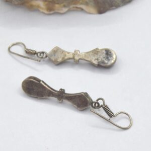 Berber Amazigh Vintage Silver Tone Drop Earrings with Green Purple Stones