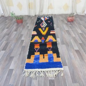 Handwoven Berber Boujaad Rug, know that Colorful Wool Runner