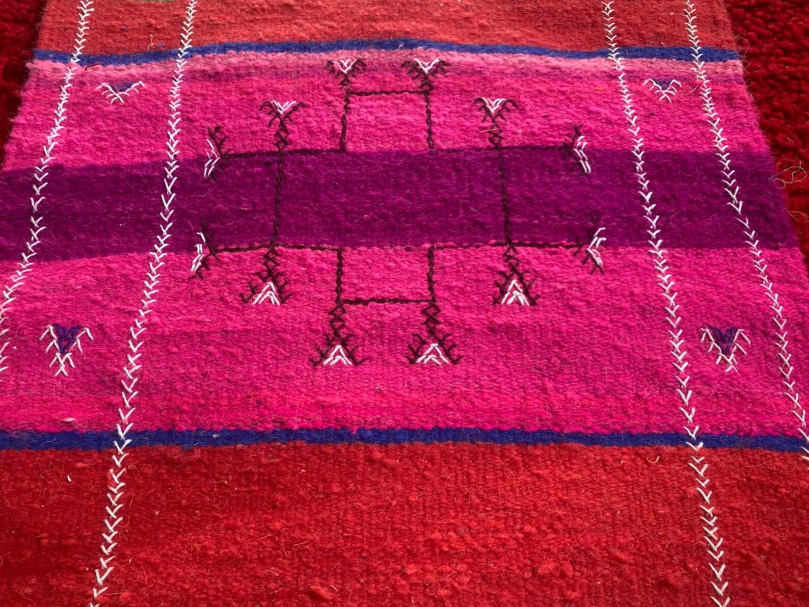 Berber Amazigh Akhnif Kilim Rug Handwoven Wool Flat Weave