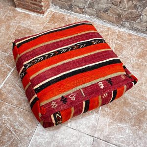 Berber Handmade Kilim Pouf Wool Cotton Floor Seating Decor