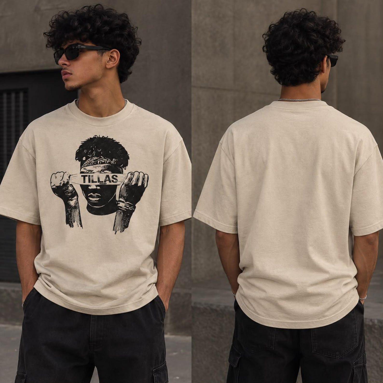 Amazigh TILLAS Streetwear Graphic T-Shirt Design with Bold Portrait