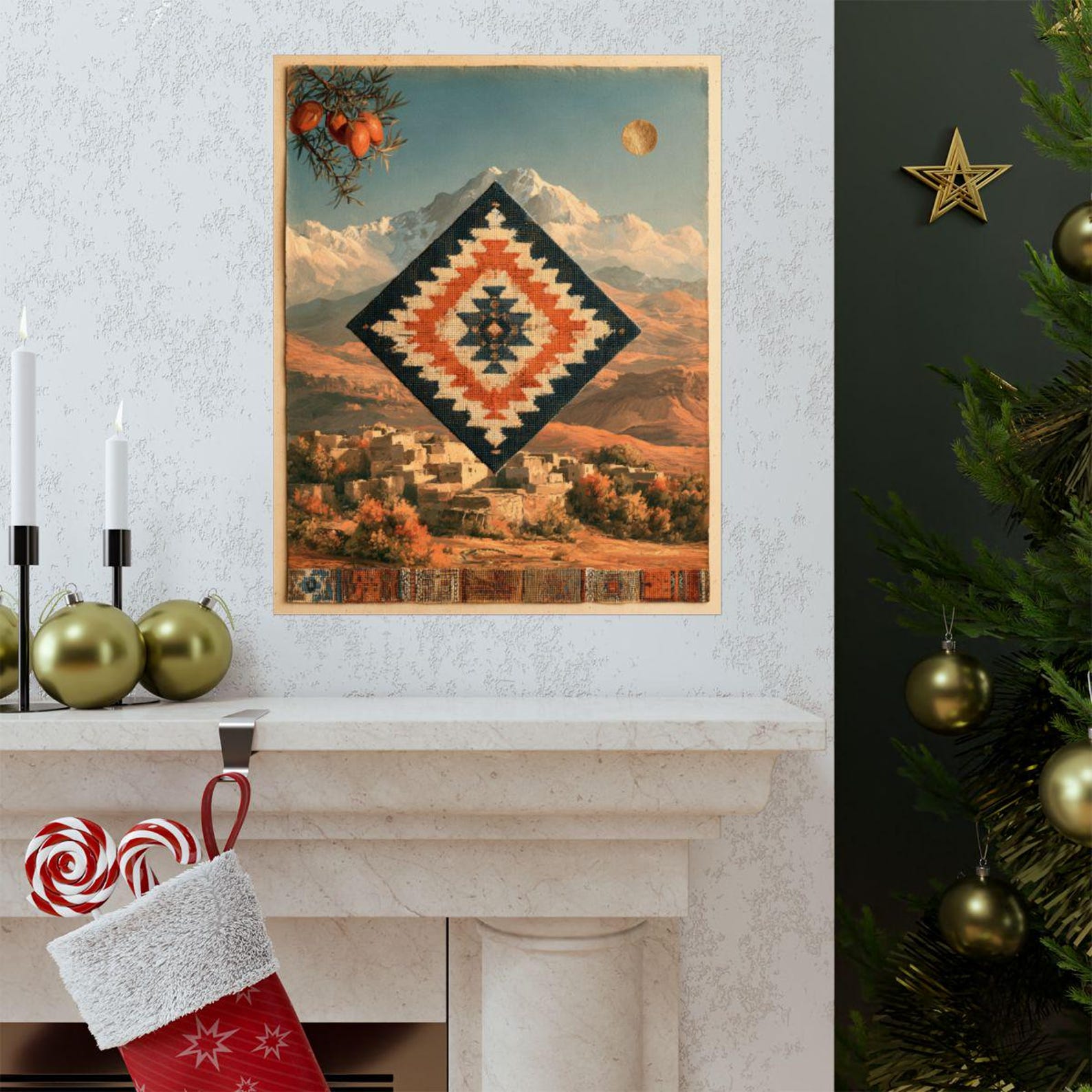 Amazigh Berber Mountain Folk Geometric Wall Art Print