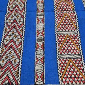 Amazigh Middle Atlas Vintage Blue Kilim Rug with Symbolic Designs