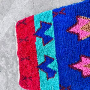 Colorful Berber Beni Ourain Wool Rug Abstract Tribal Carpet