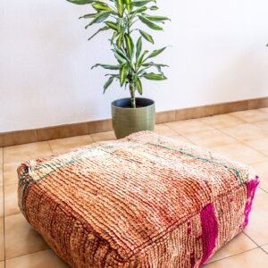 Amazigh Tamort Up-cycled Kilim Pouf Floor Wool Decor