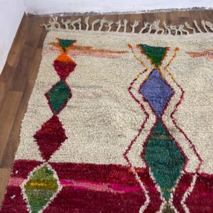 Amazigh Berber Beni Ourain Style Wool Rug with Geometric Tribal Design